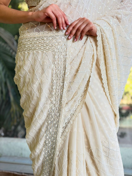 Classic Cream Saree