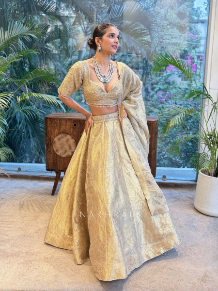 Aavika Hazel Brocade Lehenga Set with Sequin Embroidery