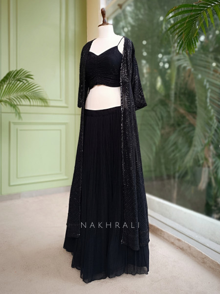 Mystic Noir Black Lehenga with Sequin Work