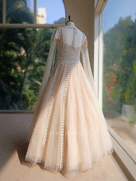 Avalon Cream Gown with Sequin and Bead Work