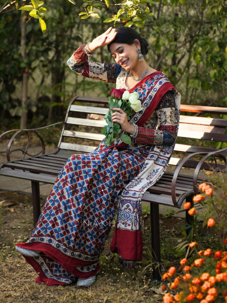 Neerja White Modal Silk Printed Saree