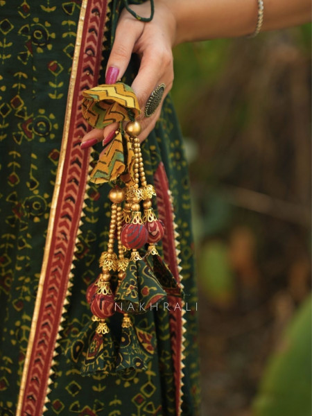 Umrao Green Angrakha Cotton Kurta