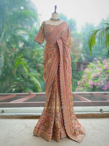 Dharitri Multicolor Printed Saree with Sequin Embroidery