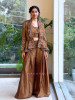Enchanted Brown Metallic Tissue Silk Indo-Western Palazzo Set