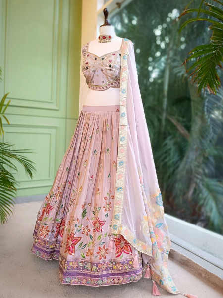 Lavanya Purple Embroidered Lehenga with Dupatta