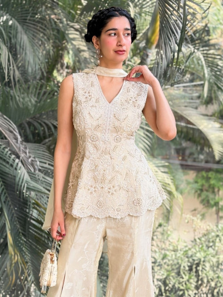 Lumière Garden Embroidered Indo-Western Palazzo Set