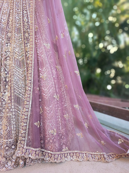 Krynor Lavender Lehenga Set with Cut Dana & Sequin Work