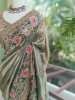 Siya Pista Green Floral Embroidered Saree with Readymade Blouse