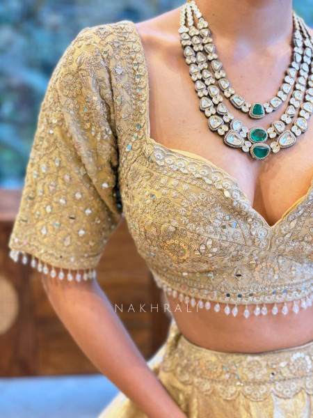 Aavika Hazel Brocade Lehenga Set with Sequin Embroidery