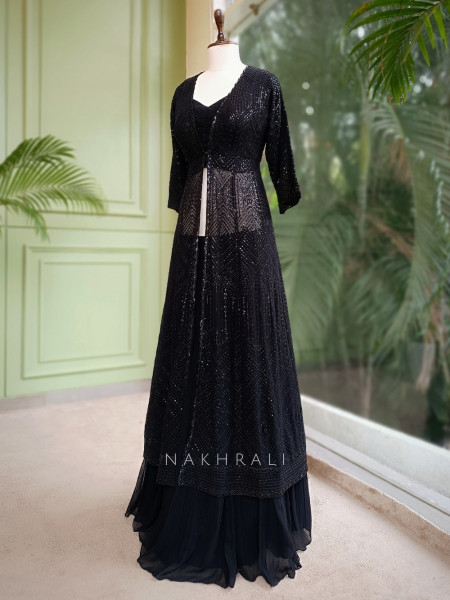 Mystic Noir Black Lehenga with Sequin Work