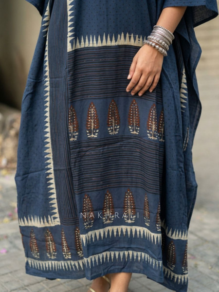 Kavika Blue Printed Kaftan Dress