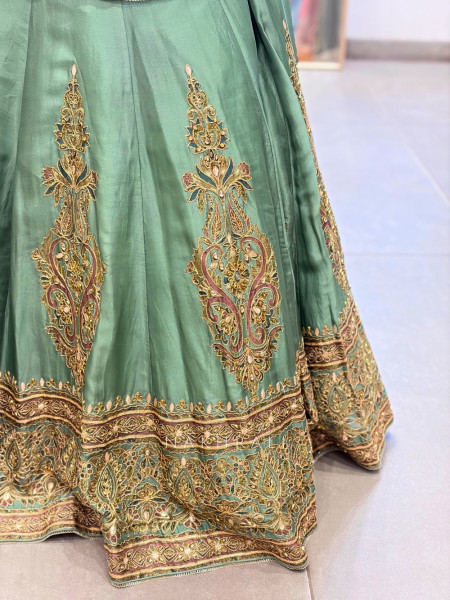 Sage-e-Zardozi Green Lehenga