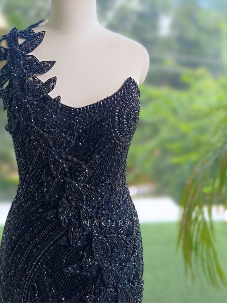 Opal Dawn Black Gown with Stone, Sequin & Cut Dana Work