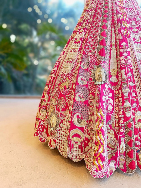 Sarvani Magenta Bridal Lehenga with Sequin Embroidery