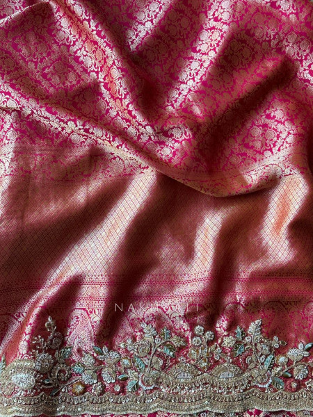 Sarangi Magenta Banarasi Katan Silk Saree