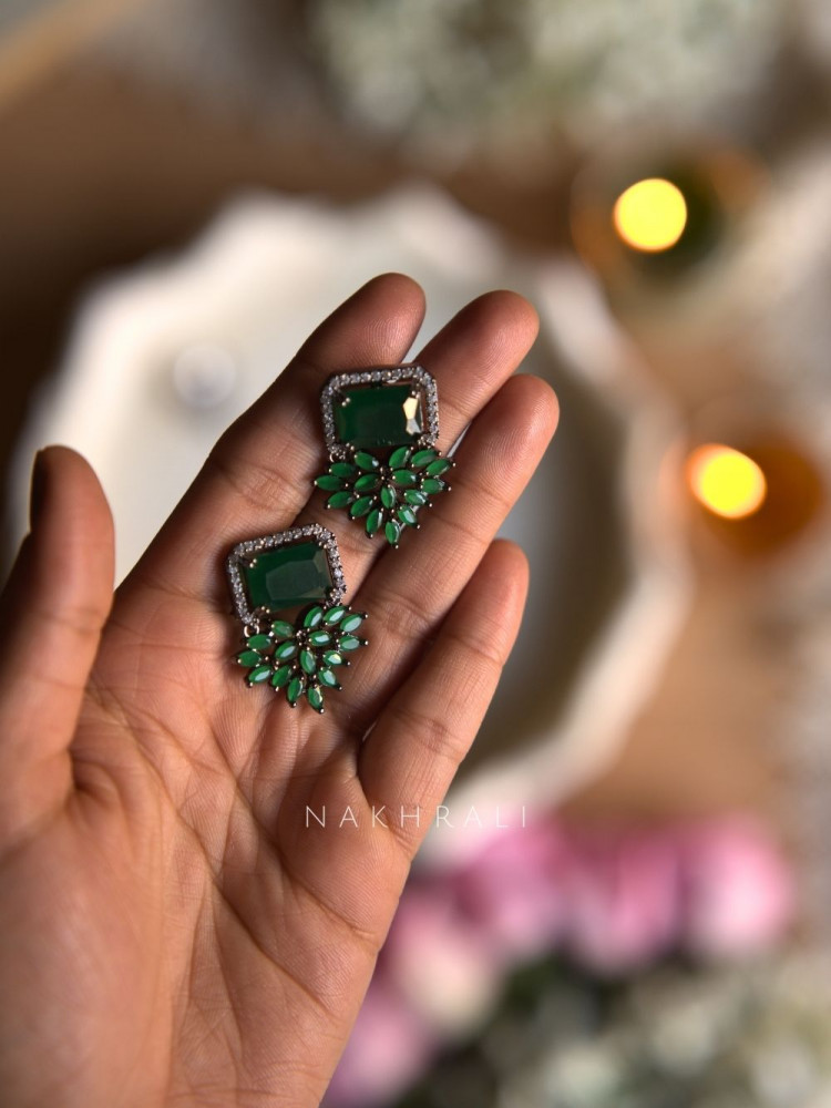 Image of Verona Green Crystal Statement Earrings