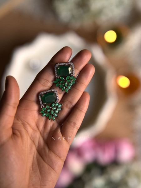 Verona Green Crystal Statement Earrings