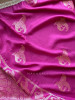 Tavira Purple Saree with Broad Border and Unstitched Blouse Piece