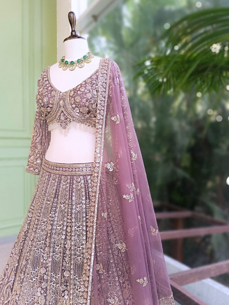 Krynor Lavender Lehenga Set with Cut Dana & Sequin Work