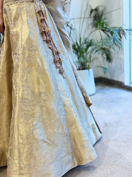 Aavika Hazel Brocade Lehenga Set with Sequin Embroidery