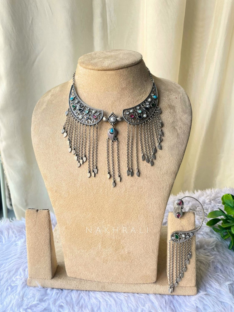 Image of Aura Multicolour Statement Necklace Set