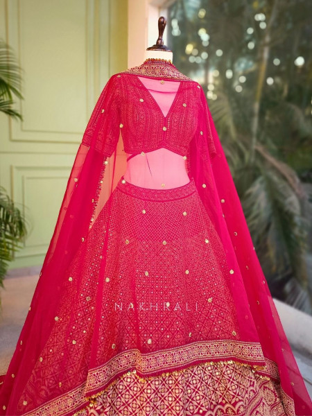 Virsa Red Bridal Lehenga with Zari Embroidery