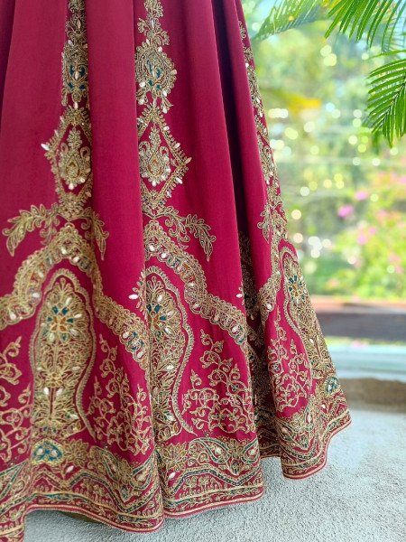 Vrishka Maroon Anarkali Set with Embroidered Jacket