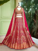 Veerangana Red Silk Bridal Lehenga with Zari Weave
