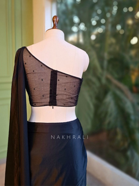 Silent Allure Black Indo-Western Draped Saree Set