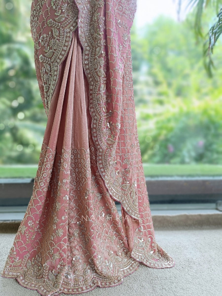 Celestine Pink  Tissue Silk Saree with Running Blouse Piece
