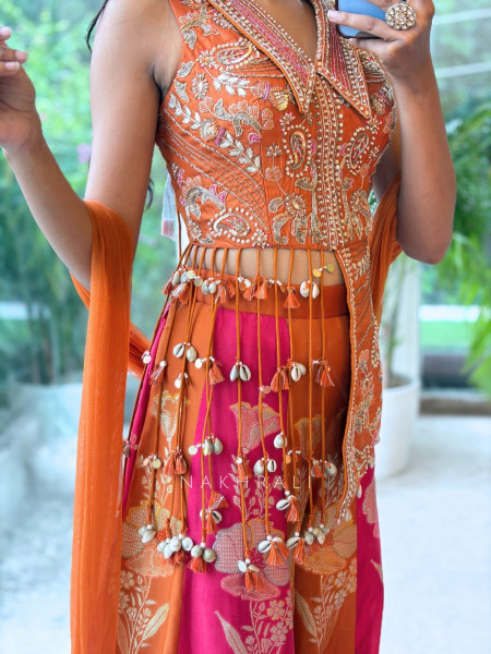Urban Rust Banarasi Silk Brocade Indo-Western Palazzo