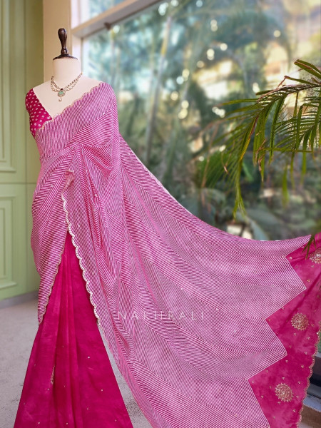 Noorani Bandhan Magenta Georgette Saree