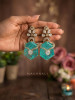 Prismelle Sea Green Statement Earrings With Geometric Stone Detail