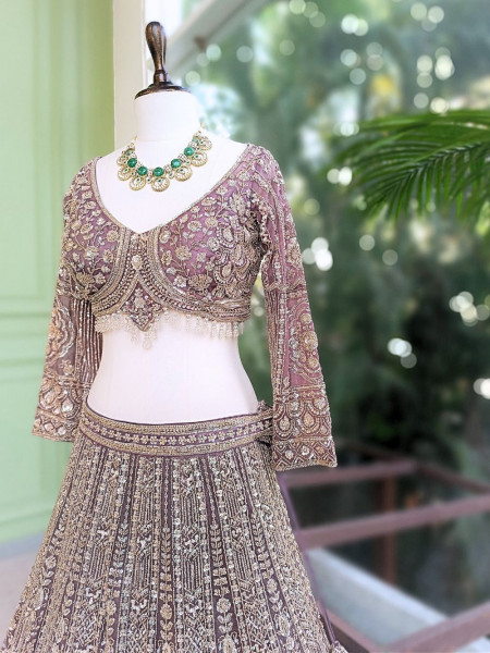 Krynor Lavender Lehenga Set with Cut Dana & Sequin Work