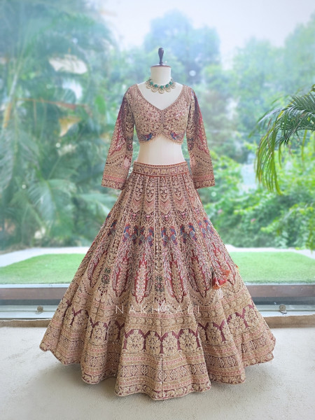 Kadambari Vintage  Brown Lehenga