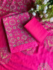 Rivana Magenta Printed Dress Material with Handcrafted Motif Work