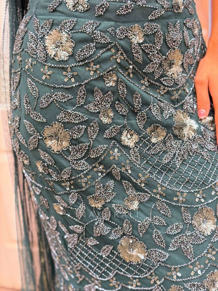 Elara Green Sequin Indo-Western Lehenga Set