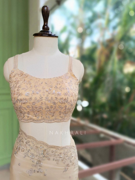 Mira Blossom Cream Saree With Sequin Embroidery