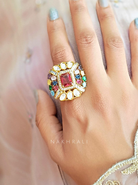 Navratna Regal Statement Ring