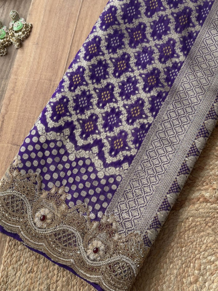 Bipolar Pueple Banarasi Silk Brocade Saree