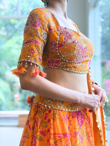 Gulbahar  Mustard Mirror Work Lehenga Set