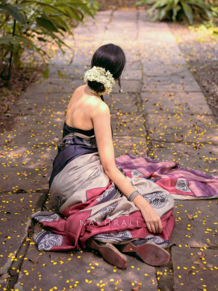 Raagya Multicolor Silk Saree with Abstract Motifs