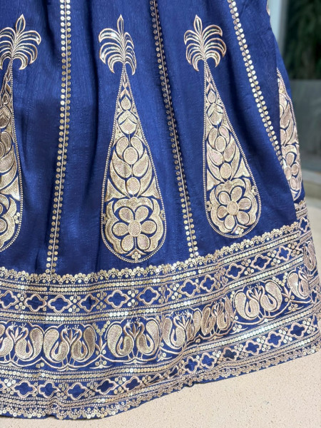 Medallion Blue Art Silk Lehenga Set