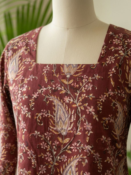 Natkhat Red Printed Cotton Short Kurti