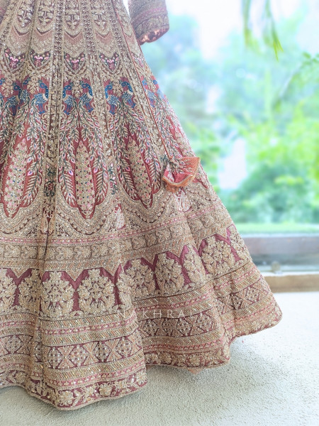Kadambari Vintage  Brown Lehenga