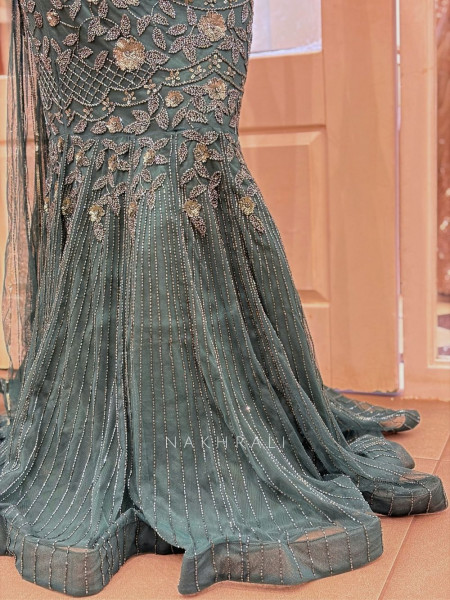 Elara Green Sequin Indo-Western Lehenga Set