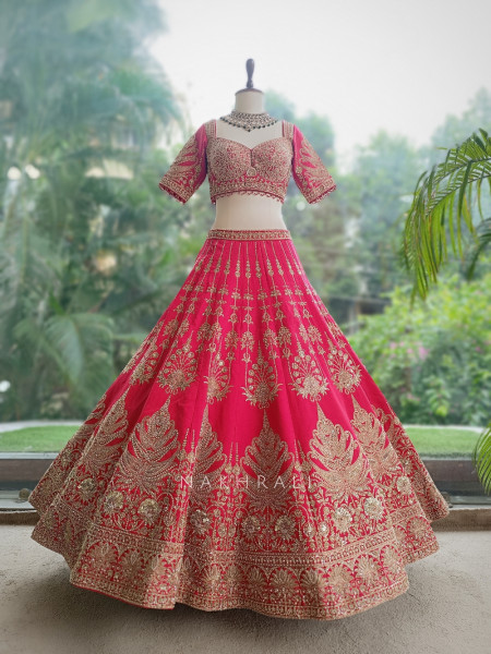 Anvesha Red Bridal Lehenga with Sequin & Zari Detailing