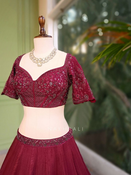 Siyana Maroon Heirloom Narrative Lehenga