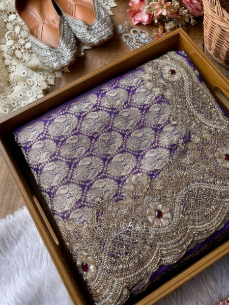 Bipolar Pueple Banarasi Silk Brocade Saree