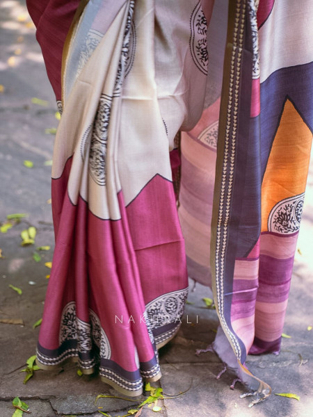 Raagya Multicolor Silk Saree with Abstract Motifs